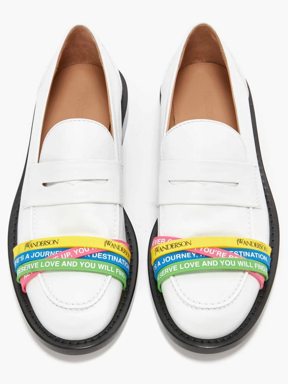 elasticated-straps leather loafers - 3