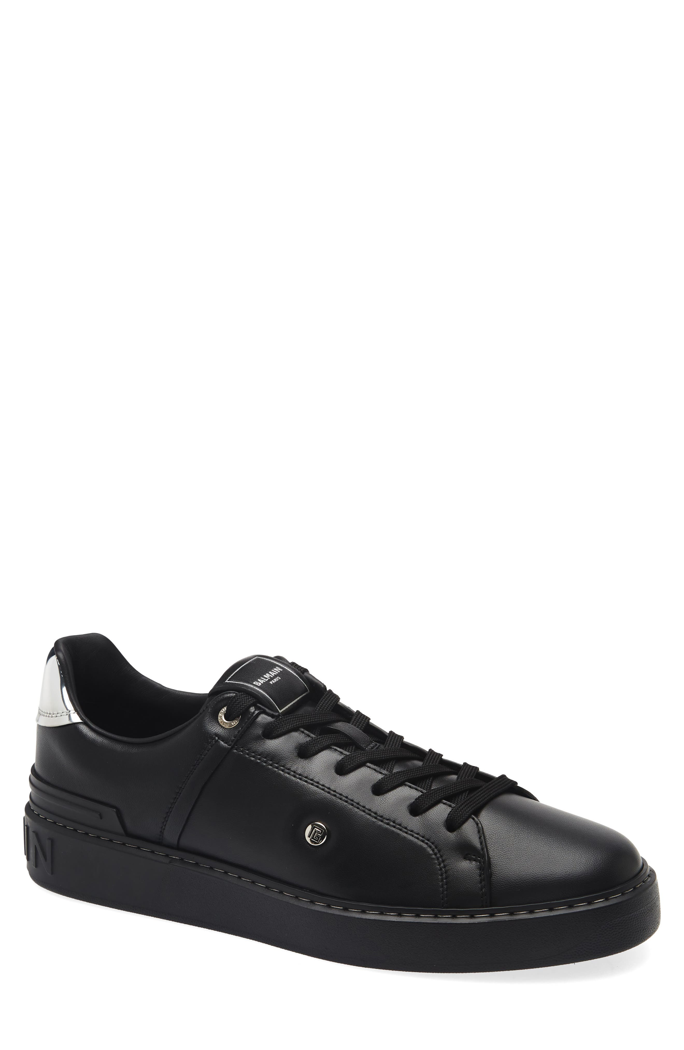 Balmain B-Court Low Top Sneaker in Eac Black/Silver at Nordstrom - 1