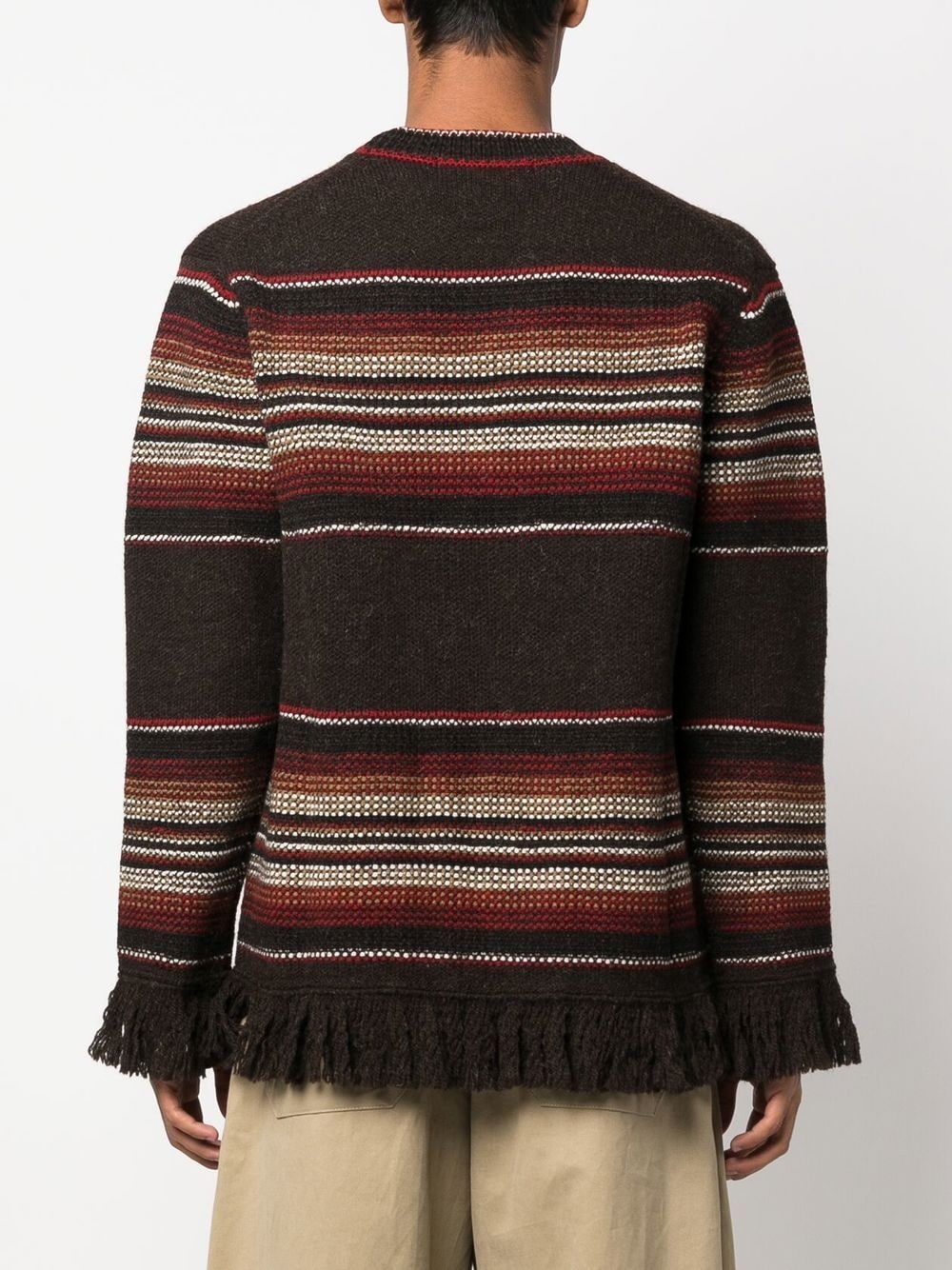 fringe-detail crew neck jumper - 4