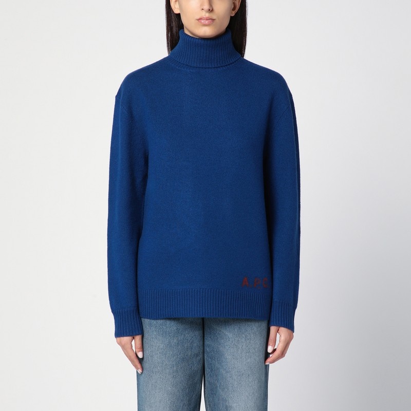 Blue wool turtleneck sweater - 1