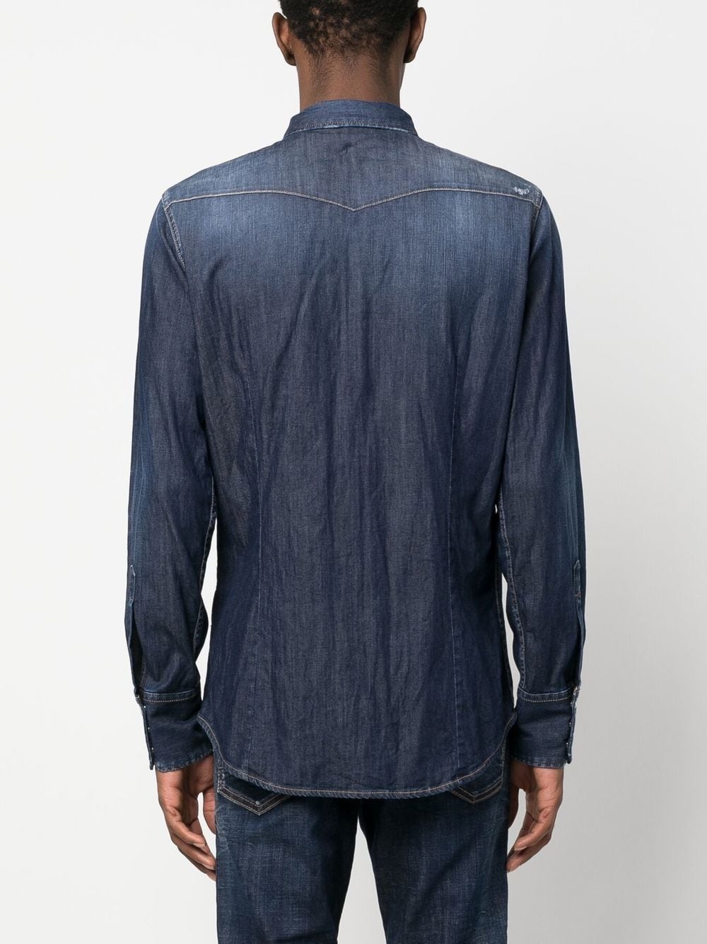 distressed denim shirt - 4