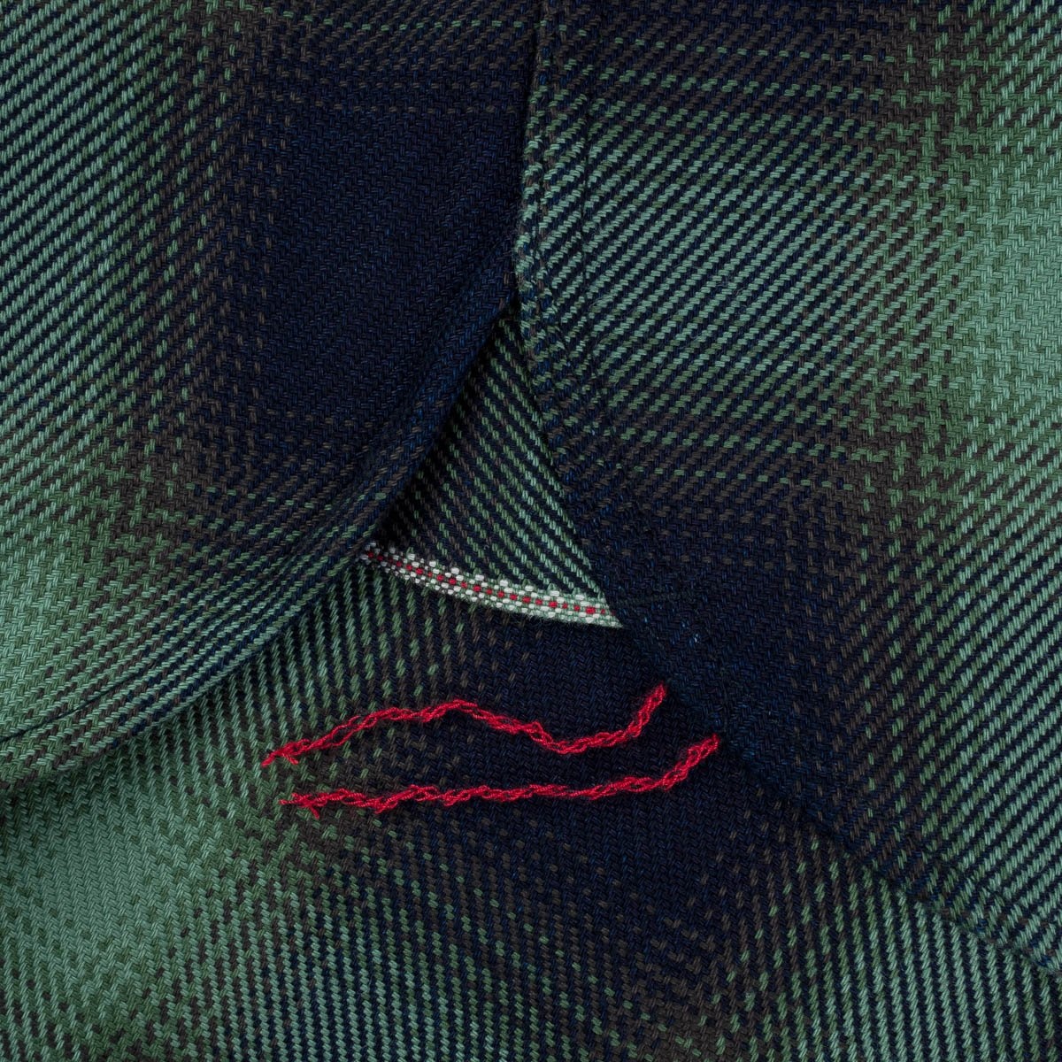 IHSH-349-GRN 9oz Selvedge Ombré Check Work Shirt - Green - 13
