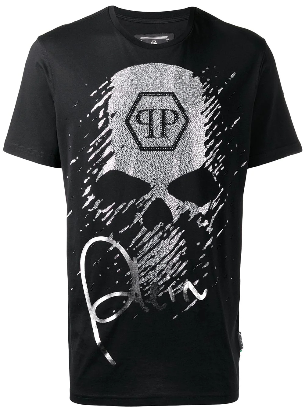 rhinestone skull T-shirt - 1