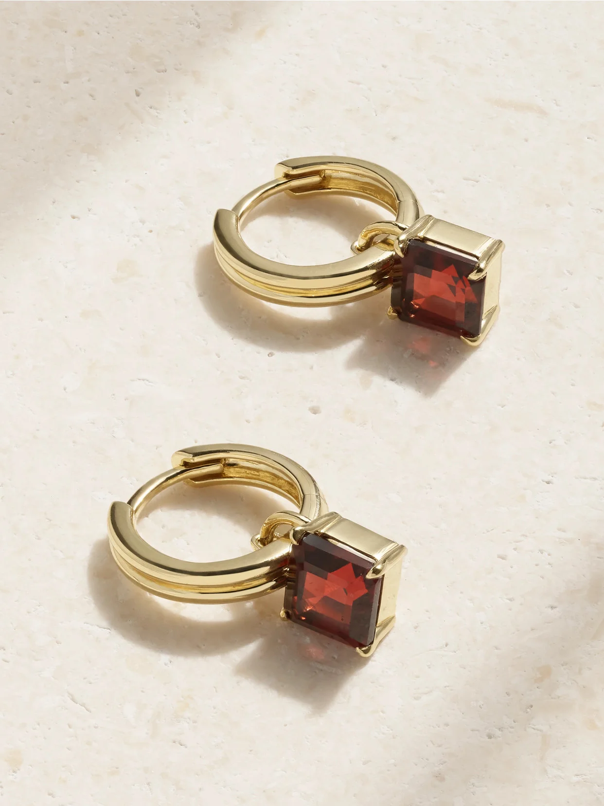 Studio 10-karat Gold Garnet Hoop Earrings - 1