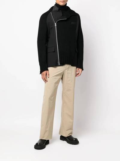 sacai contrast-panel zipped cardigan outlook