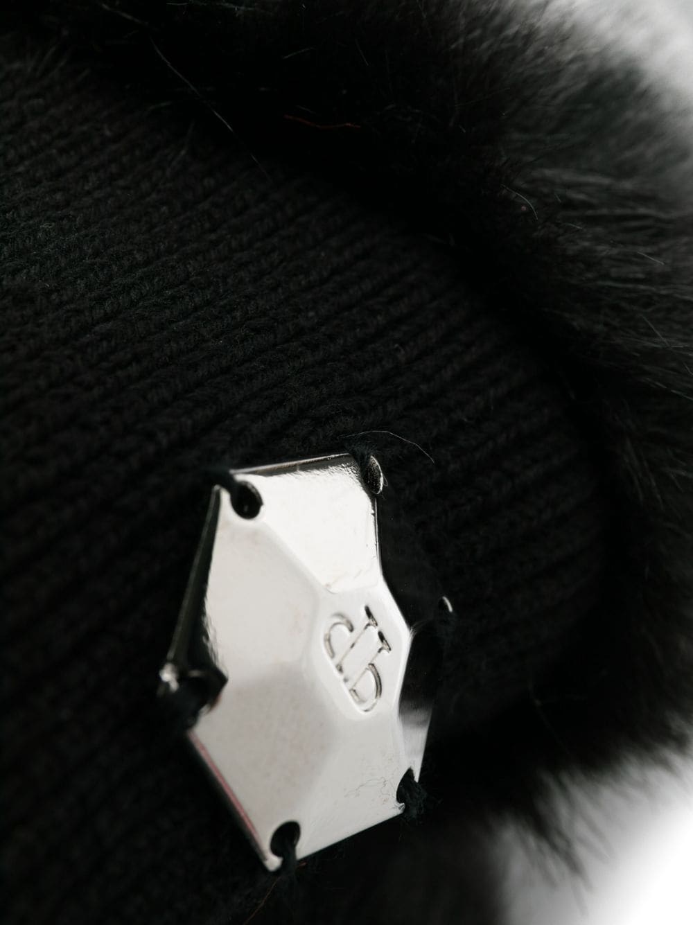 logo-plaque faux-fur gloves - 2