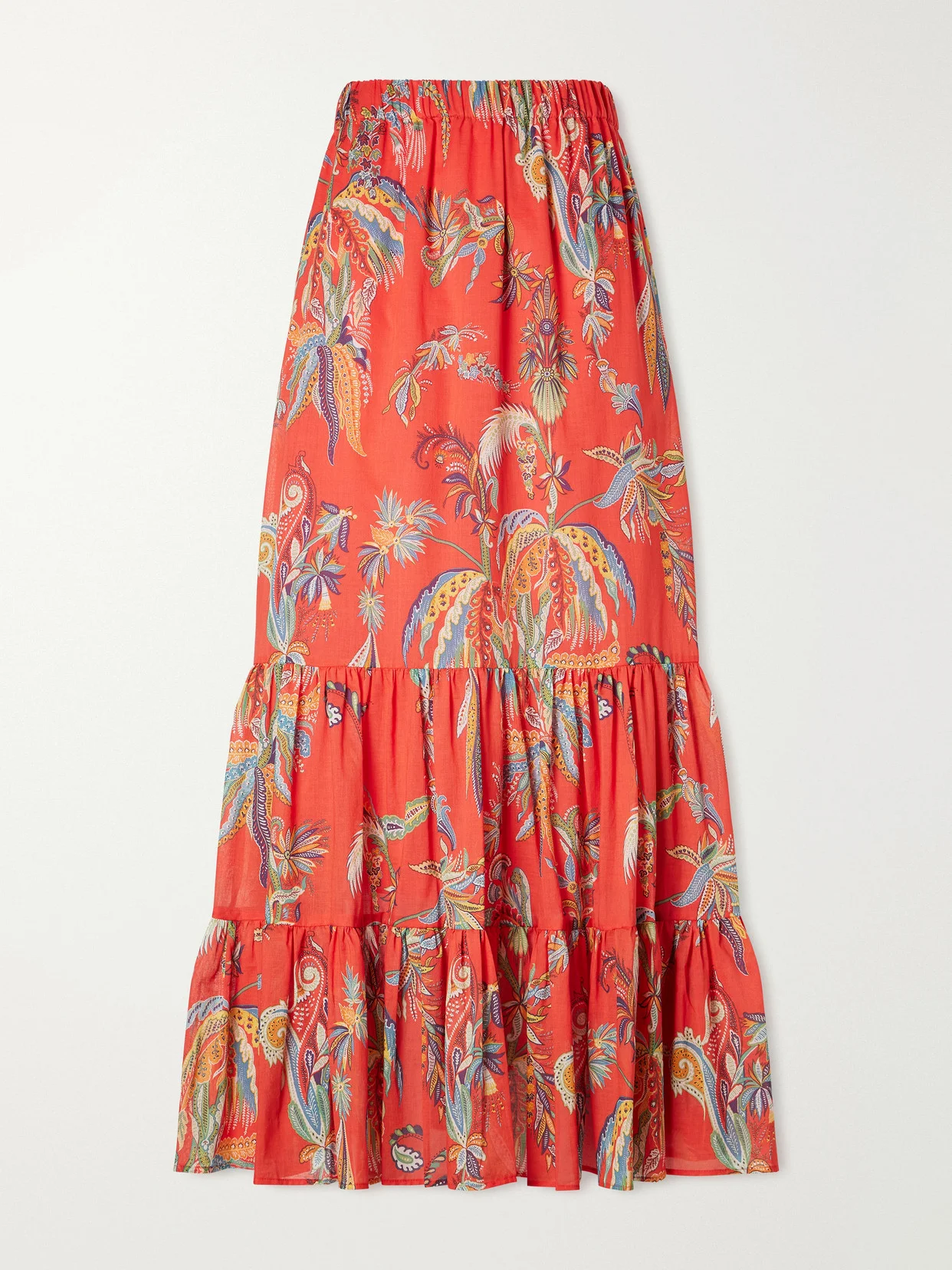 Tiered Printed Cotton Maxi Skirt - 1