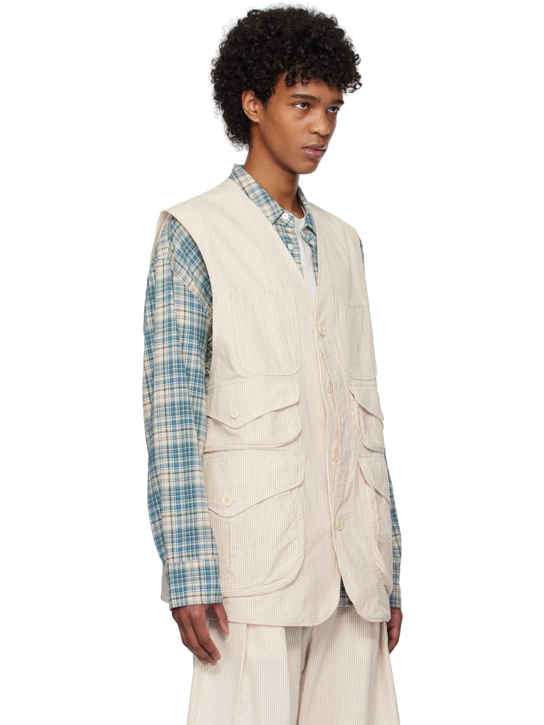 Beige & White Hunting Vest - 2