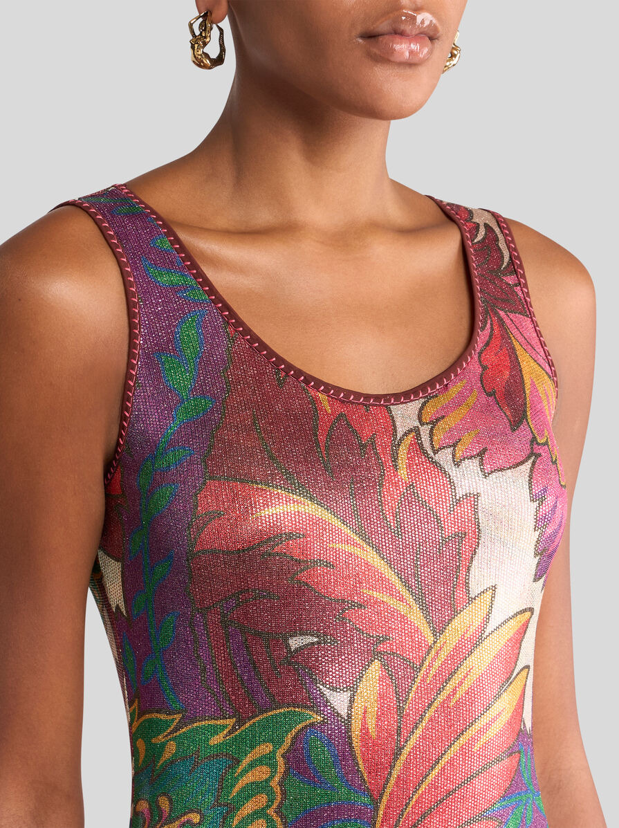LAMINATED JERSEY DRESS WITH MAXI FLORAL PRINT - 2