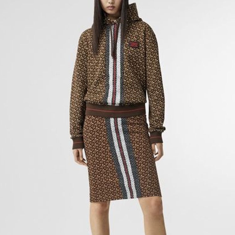 (WMNS) Burberry Logo Stripes Prints Cotton Hoodie Brown 80184581 - 3