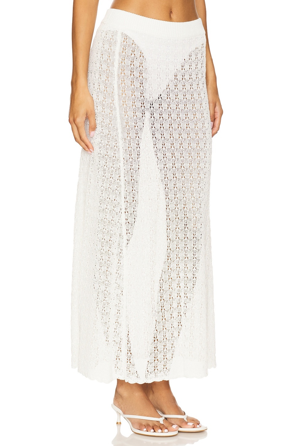 Shiny Pointelle Long Skirt - 2
