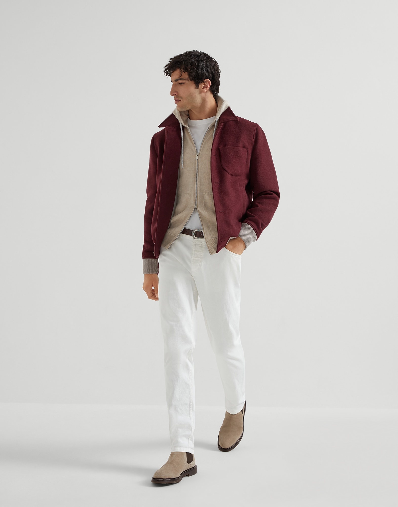 Cashmere sweatshirt-style cardigan with hood - 5