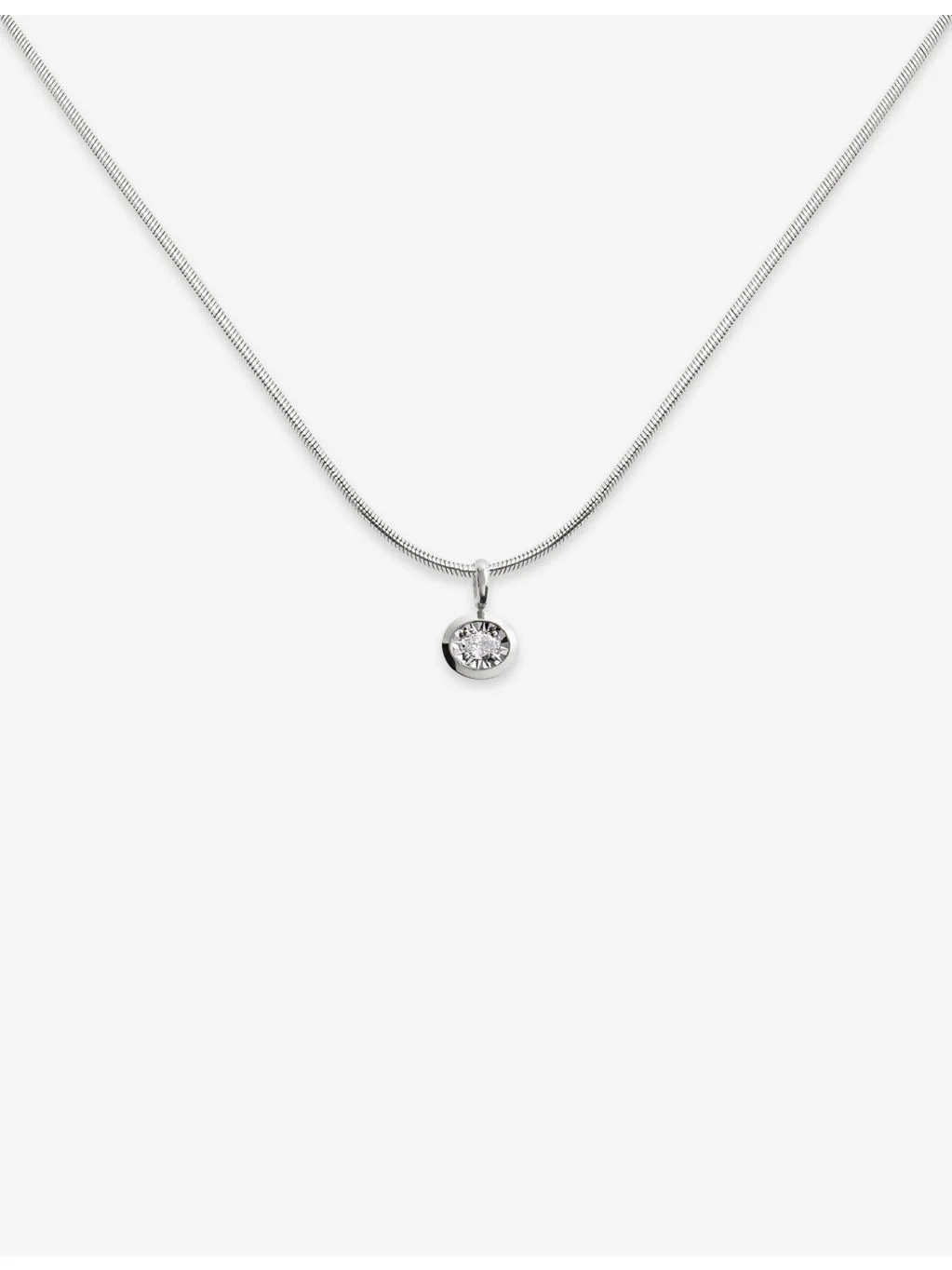 Oval Sterling-Silver And Lab Grown Diamond Necklace - 1