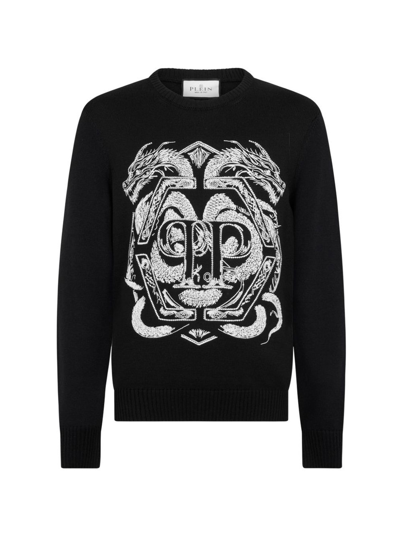 graphic-embroidered round-neck sweater 1