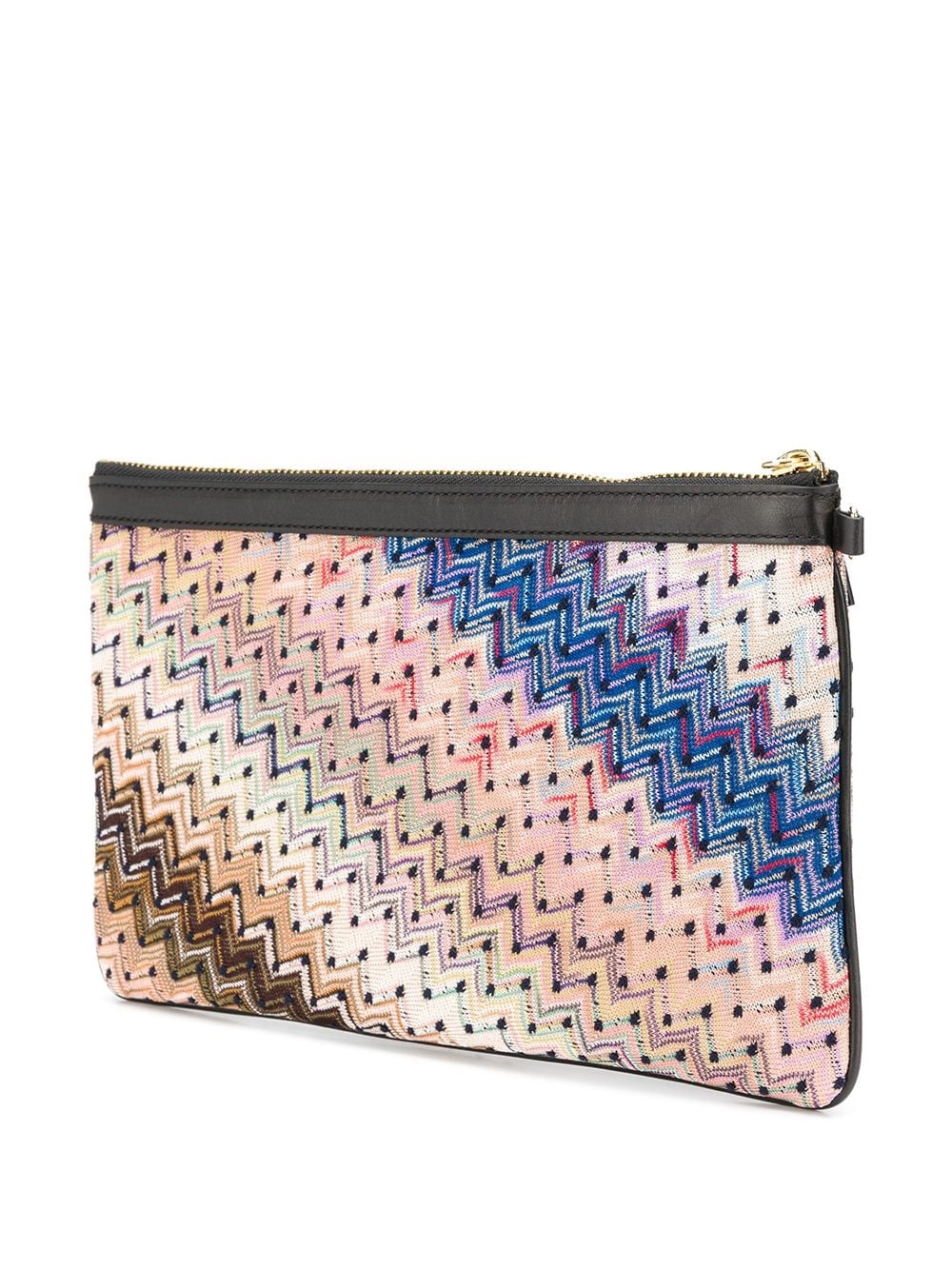 zig-zag embroidered clutch bag - 3