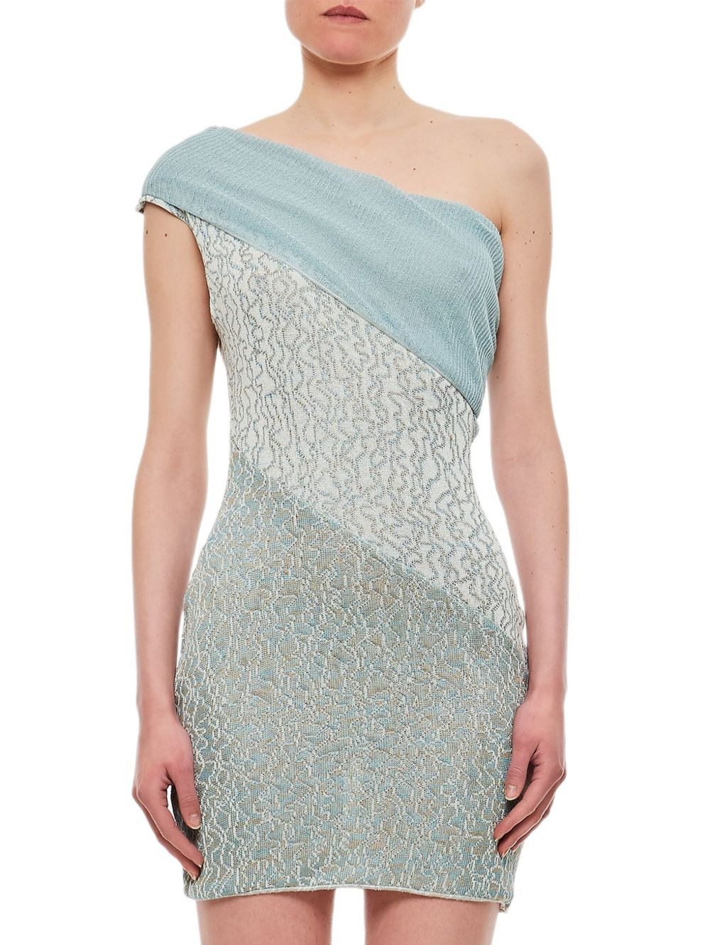 one-shoulder textured mini dress - 1