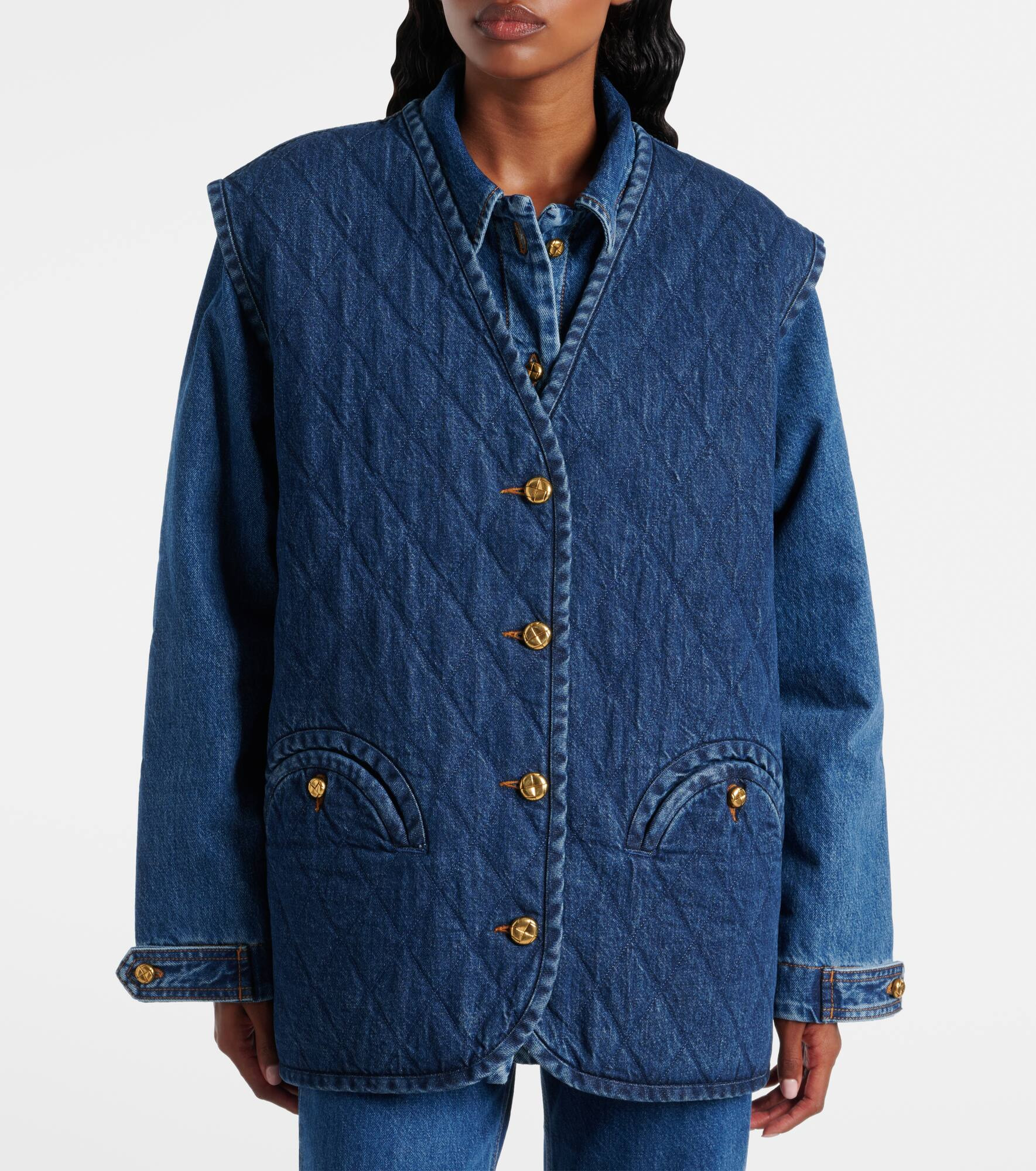 Suffolk quilted denim vest - 6