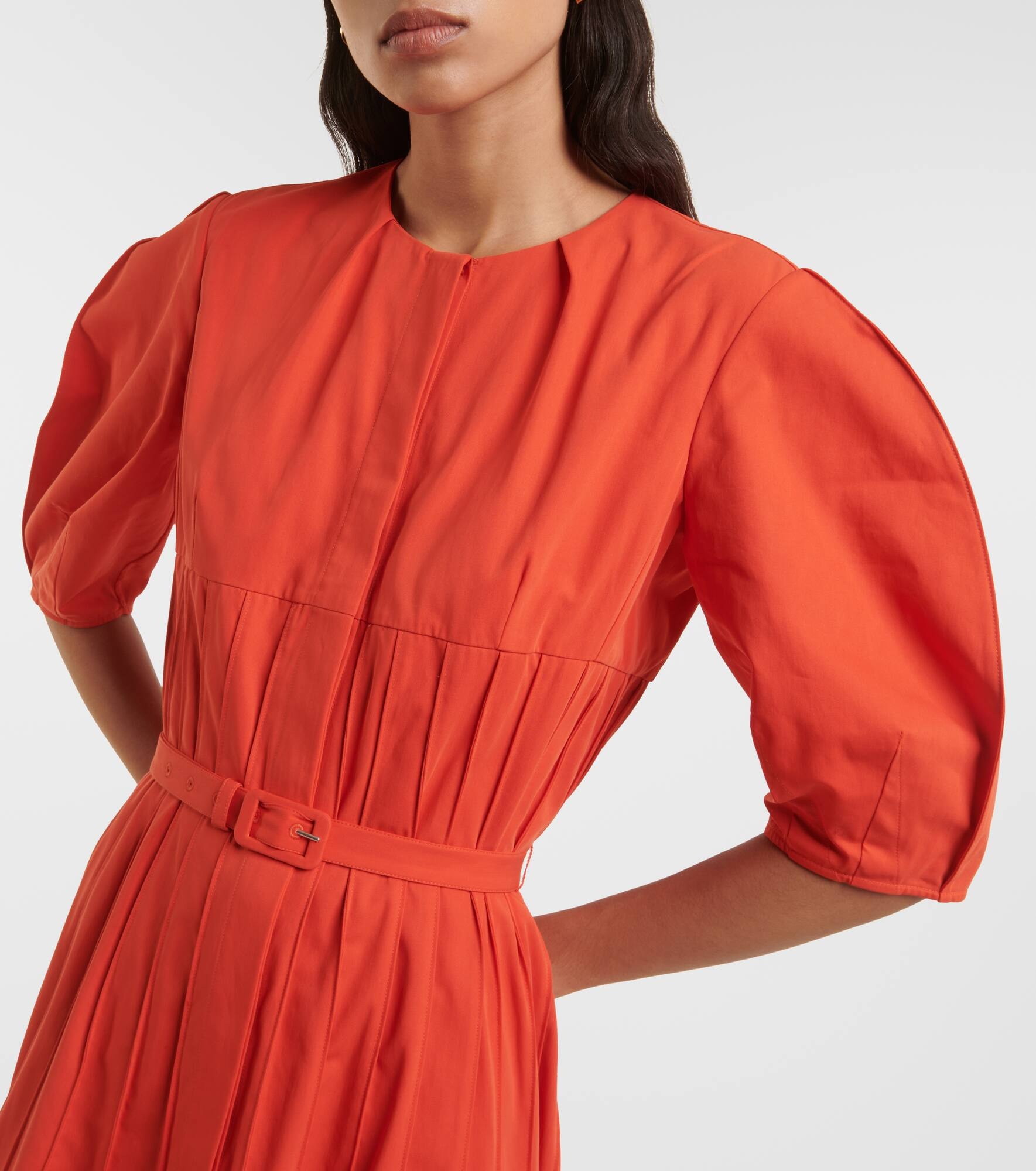 Caden puff-sleeve cotton midi dress - 4