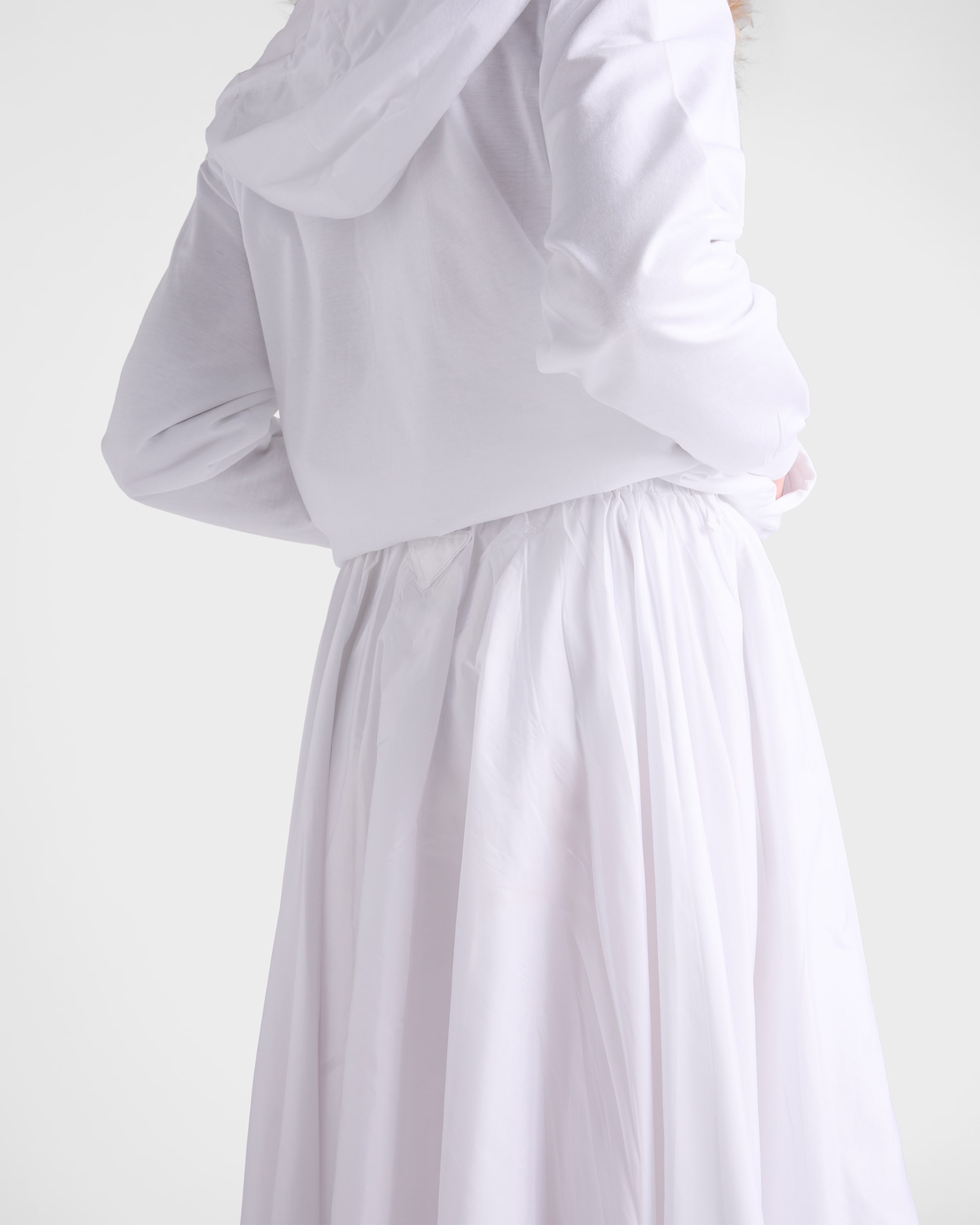Prada Reversible cotton jersey and Re-Nylon circle skirt