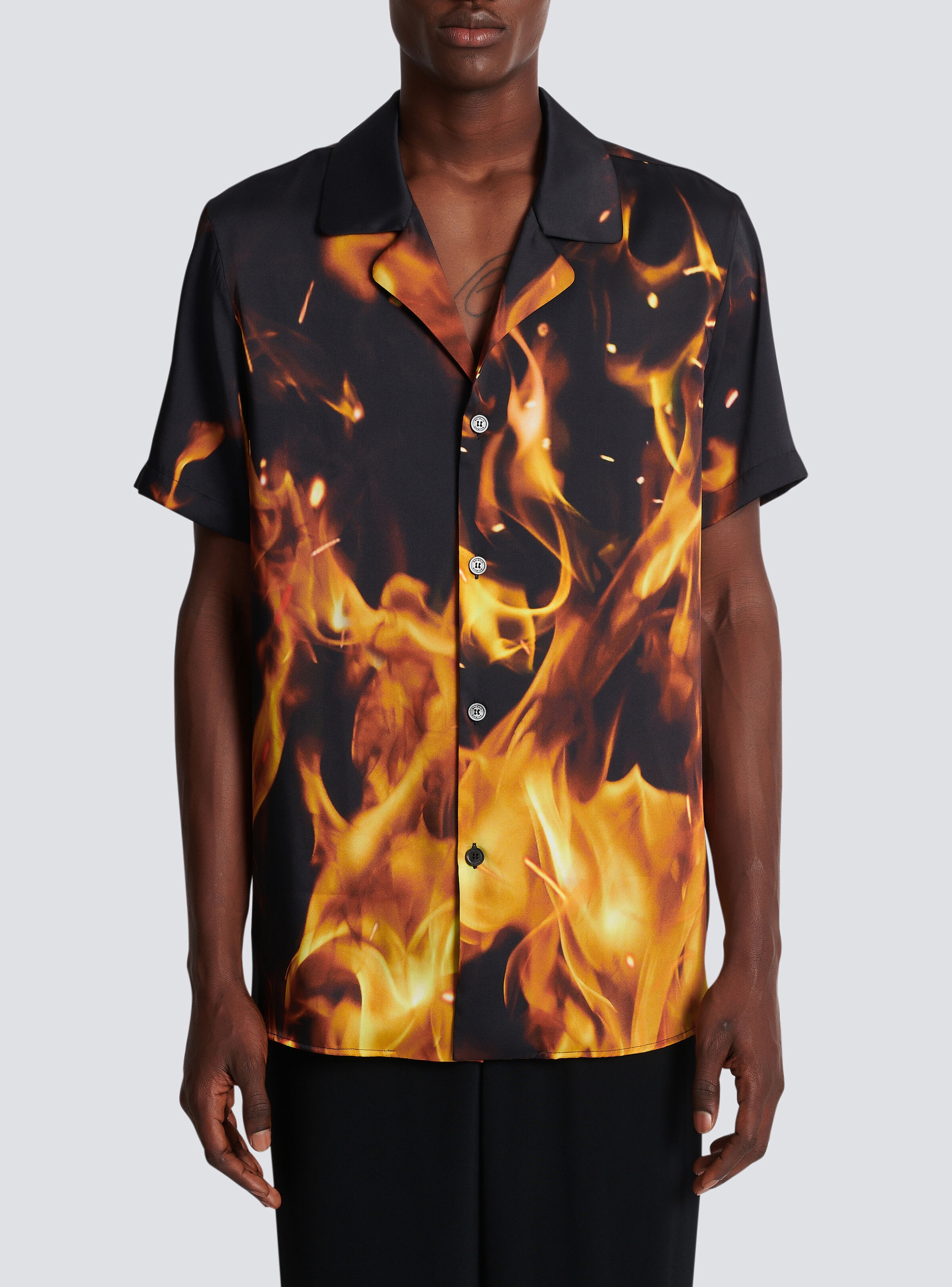 Fire print pyjama-style shirt - 5