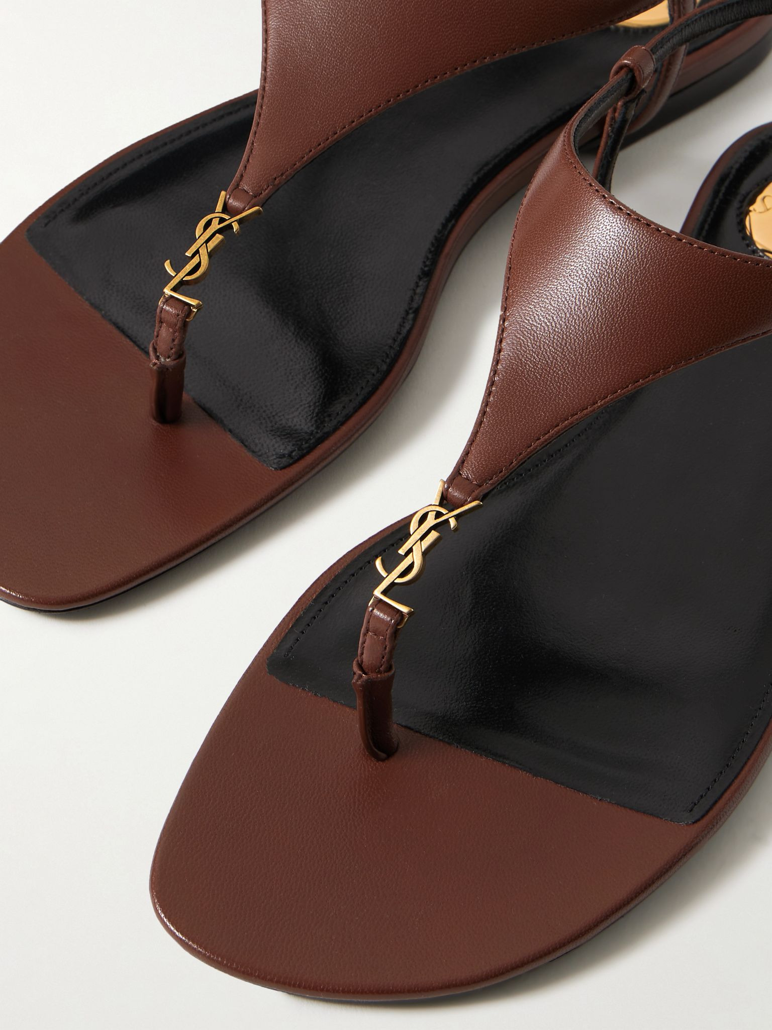 Cassandra logo-embellished leather slingback sandals Brown - 4