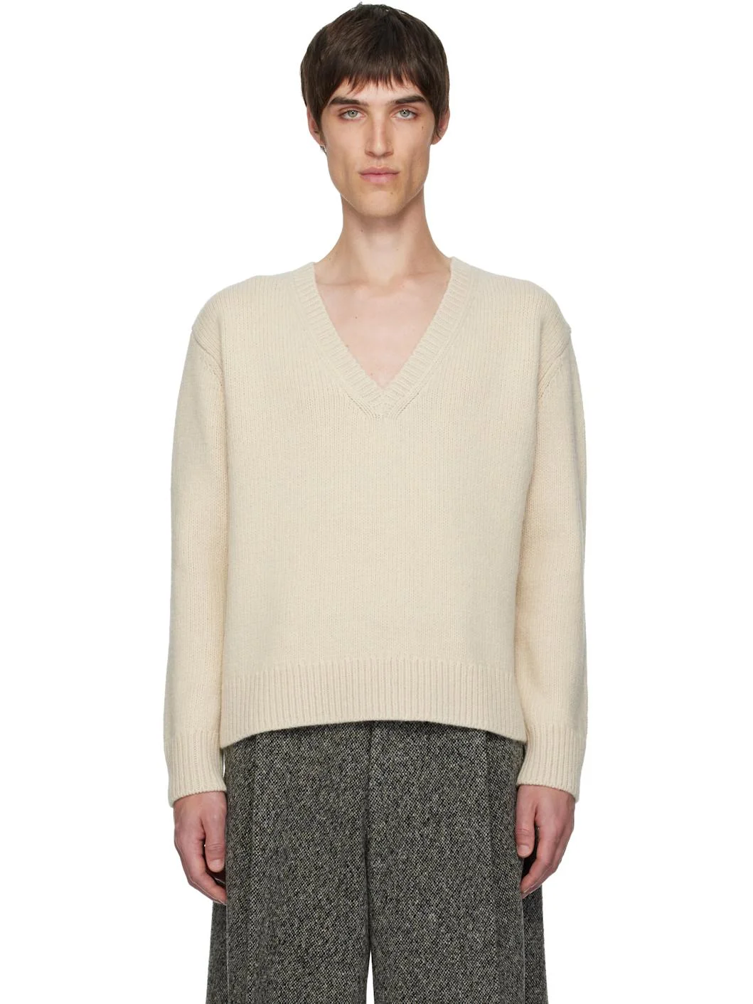Off-White V-Neck Sweater - 1