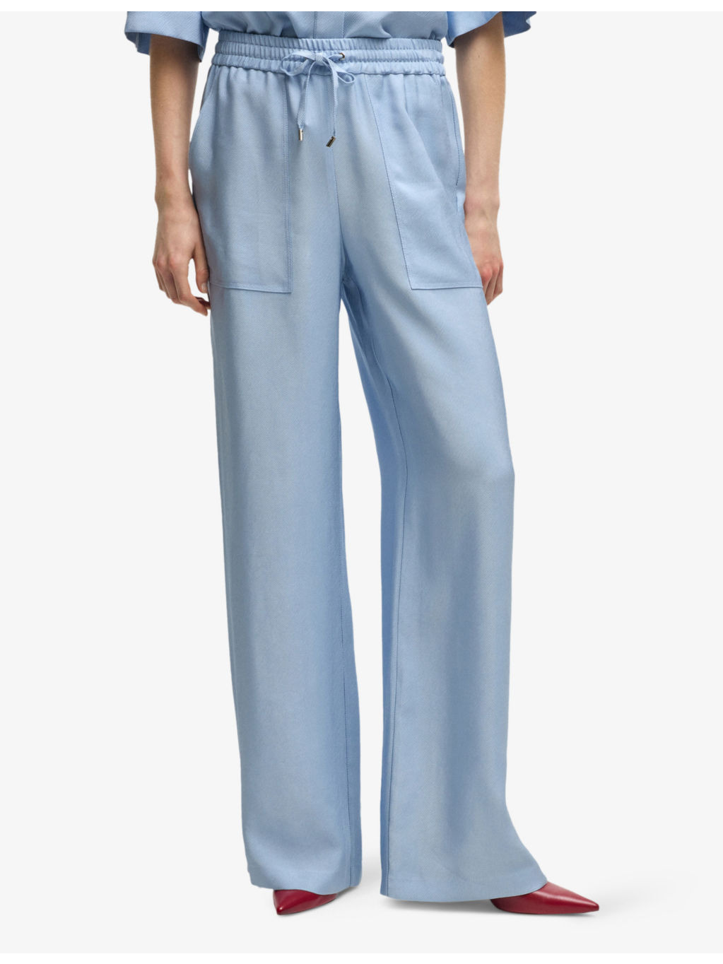 Elasticated-waist wide-leg woven trousers - 3