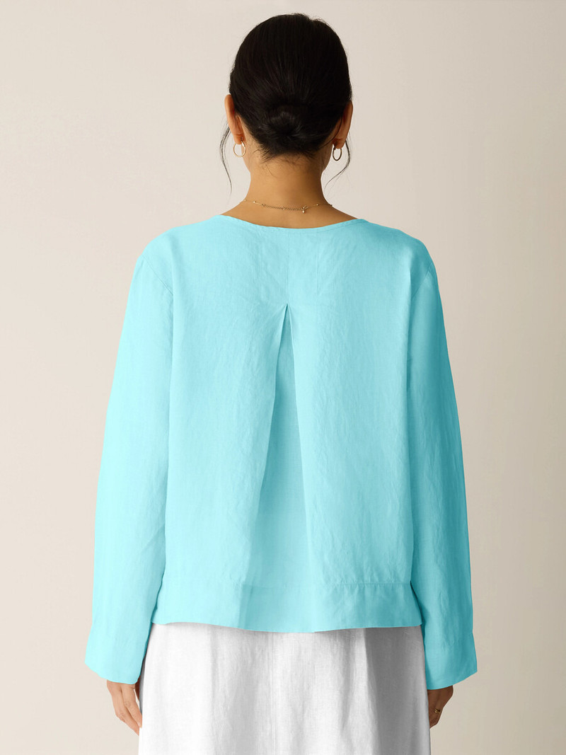 Organic Handkerchief Linen Split Neck Top 4