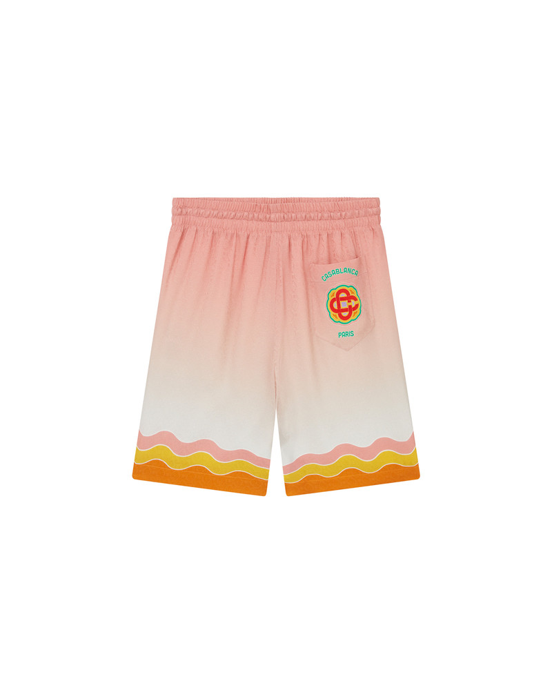 CASABLANCA Rainbow Monogram Silk Shorts outlook