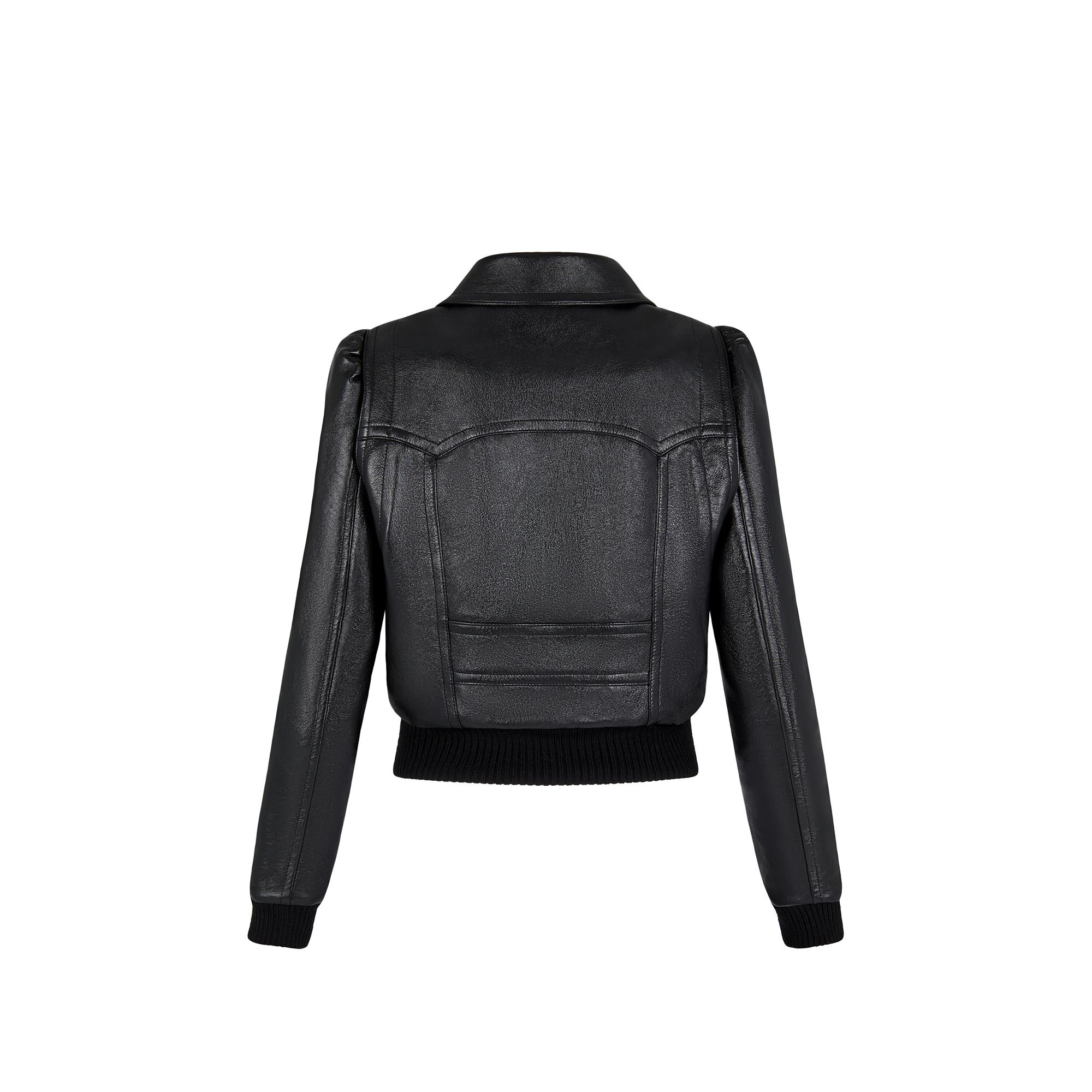 Game On Statement Pocket Lambskin Bomber Jacket  - 3