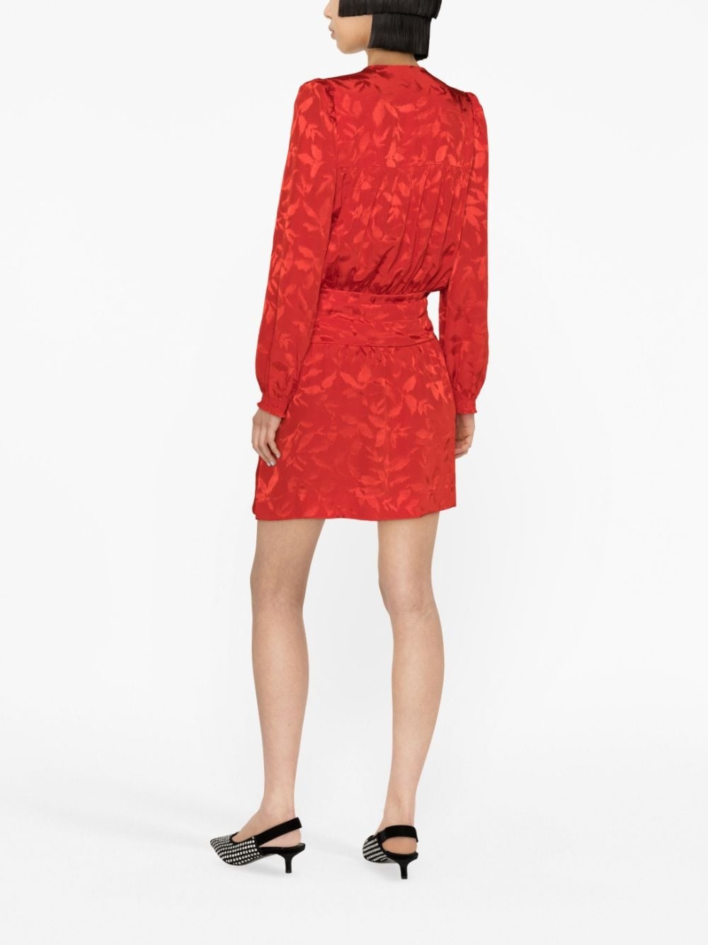 floral-jacquard wrap minidress - 7