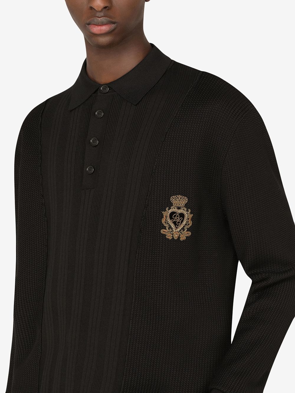 ribbed silk-blend polo shirt - 5