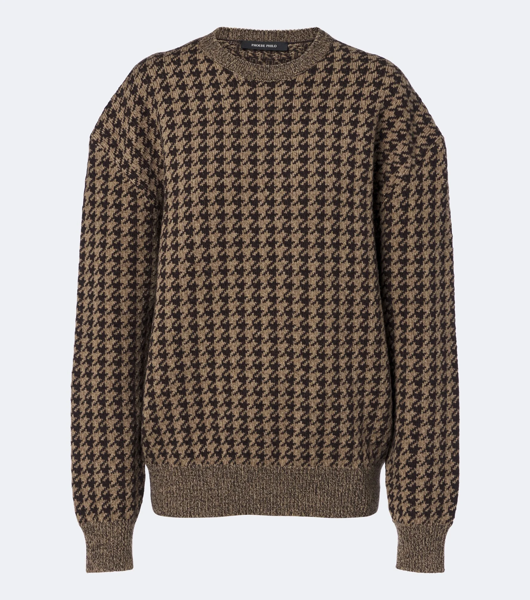 Houndstooth wool and cashmere sweater - 1