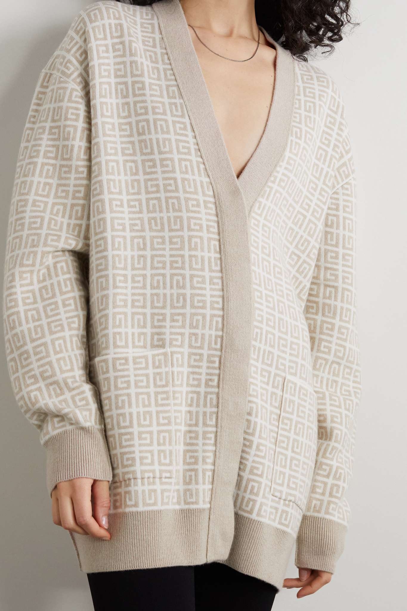 Oversized intarsia cashmere cardigan - 3