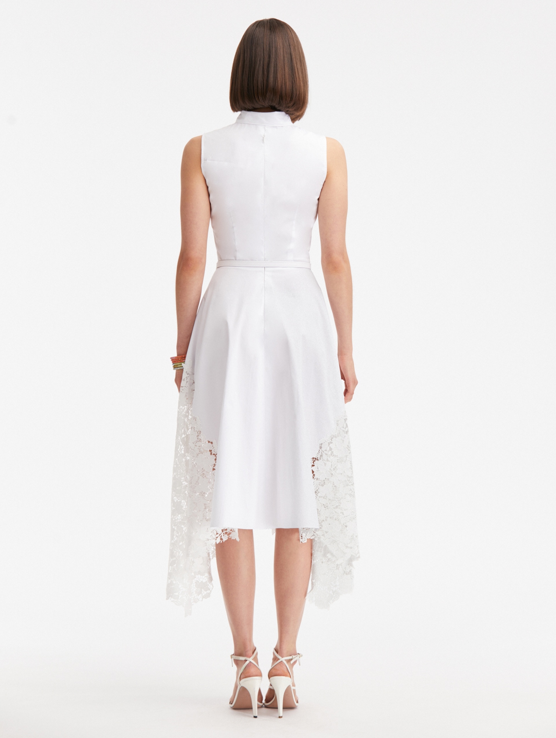 GARDENIA LACE INSET COTTON POPLIN DRESS - 2