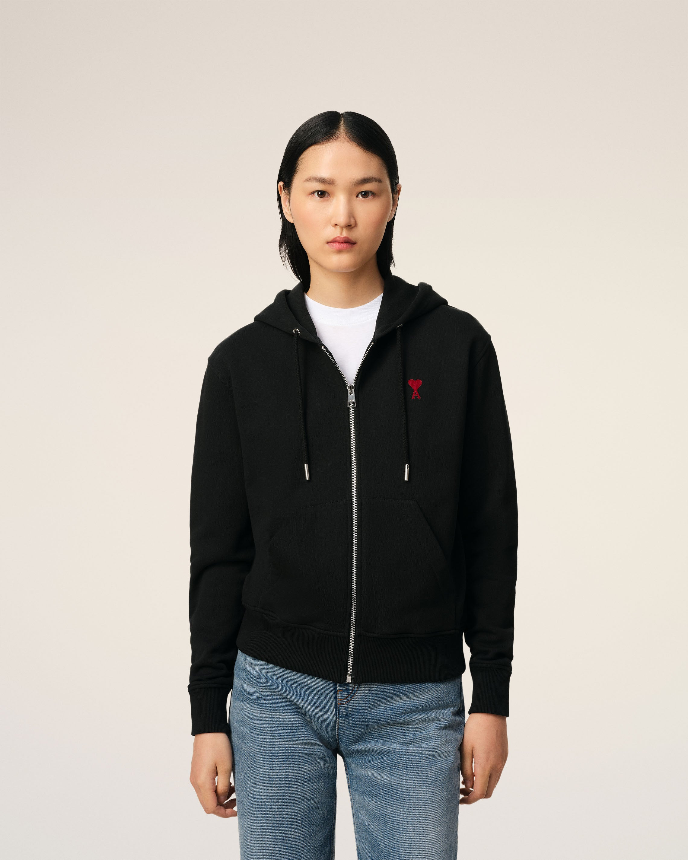 RED AMI DE COEUR ZIPPED HOODIE - 3