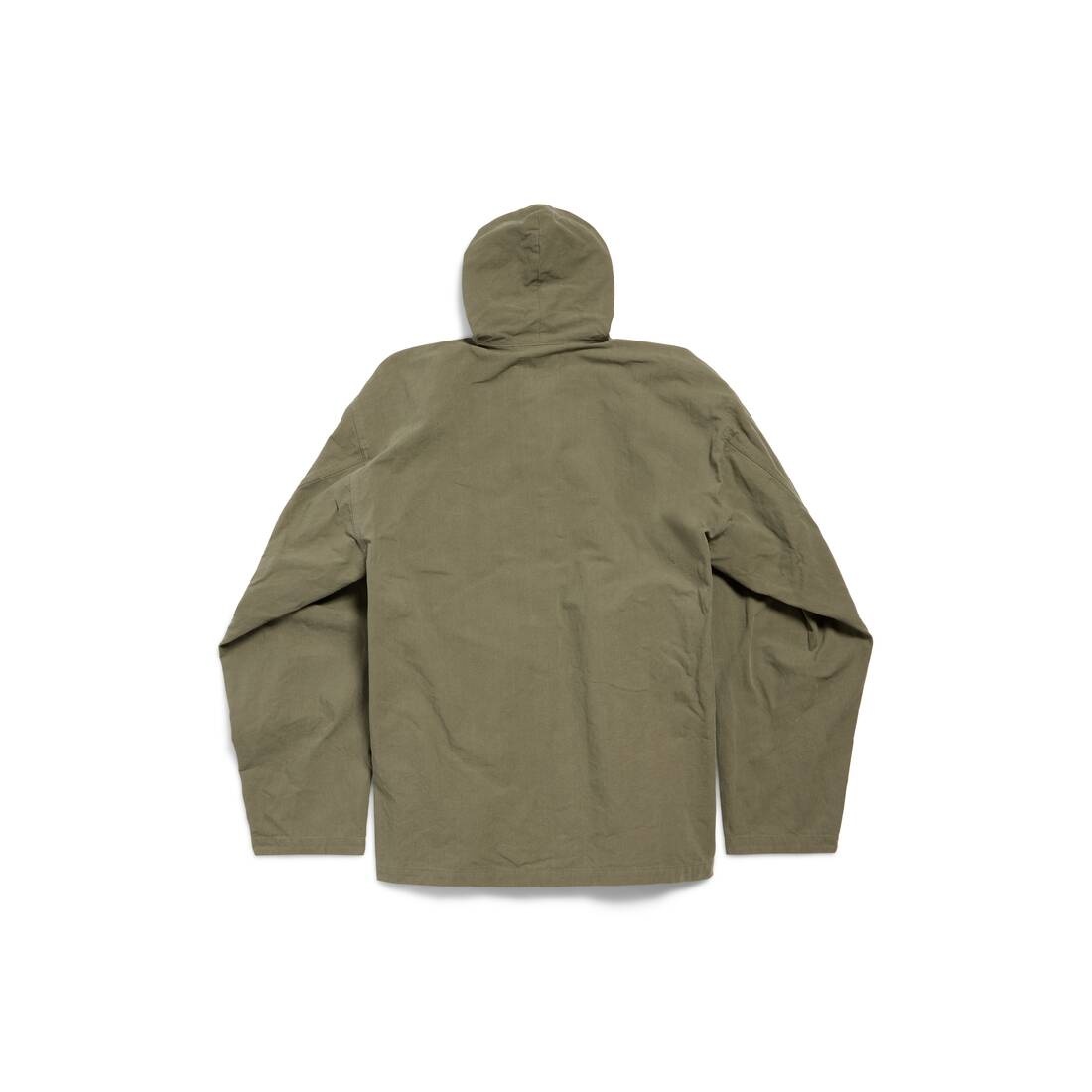 BALENCIAGA Men's Hooded Zip-up Jacket in Green | REVERSIBLE