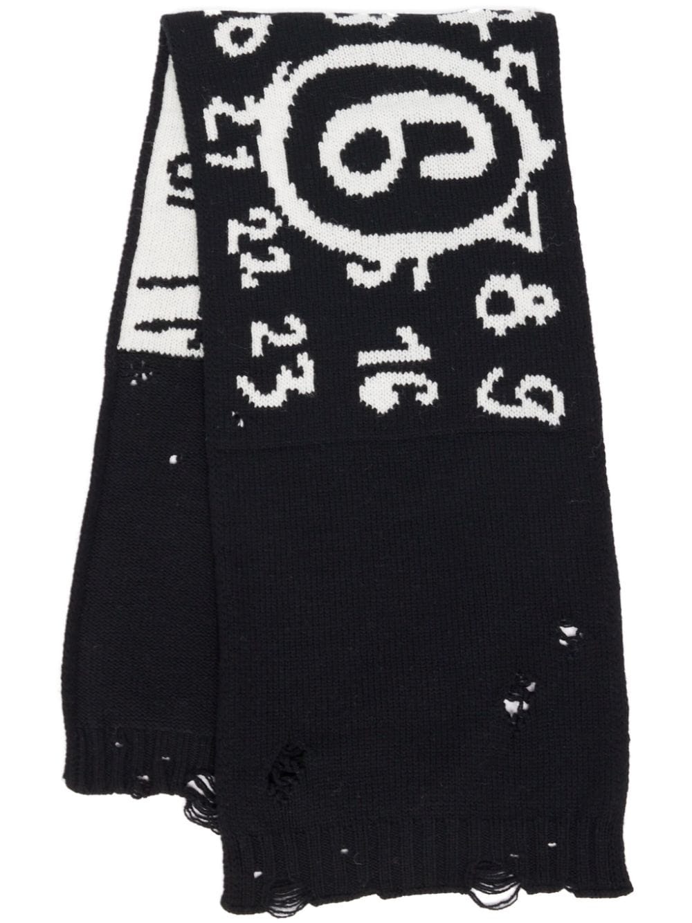 Numbers-motif virgin wool scarf - 1