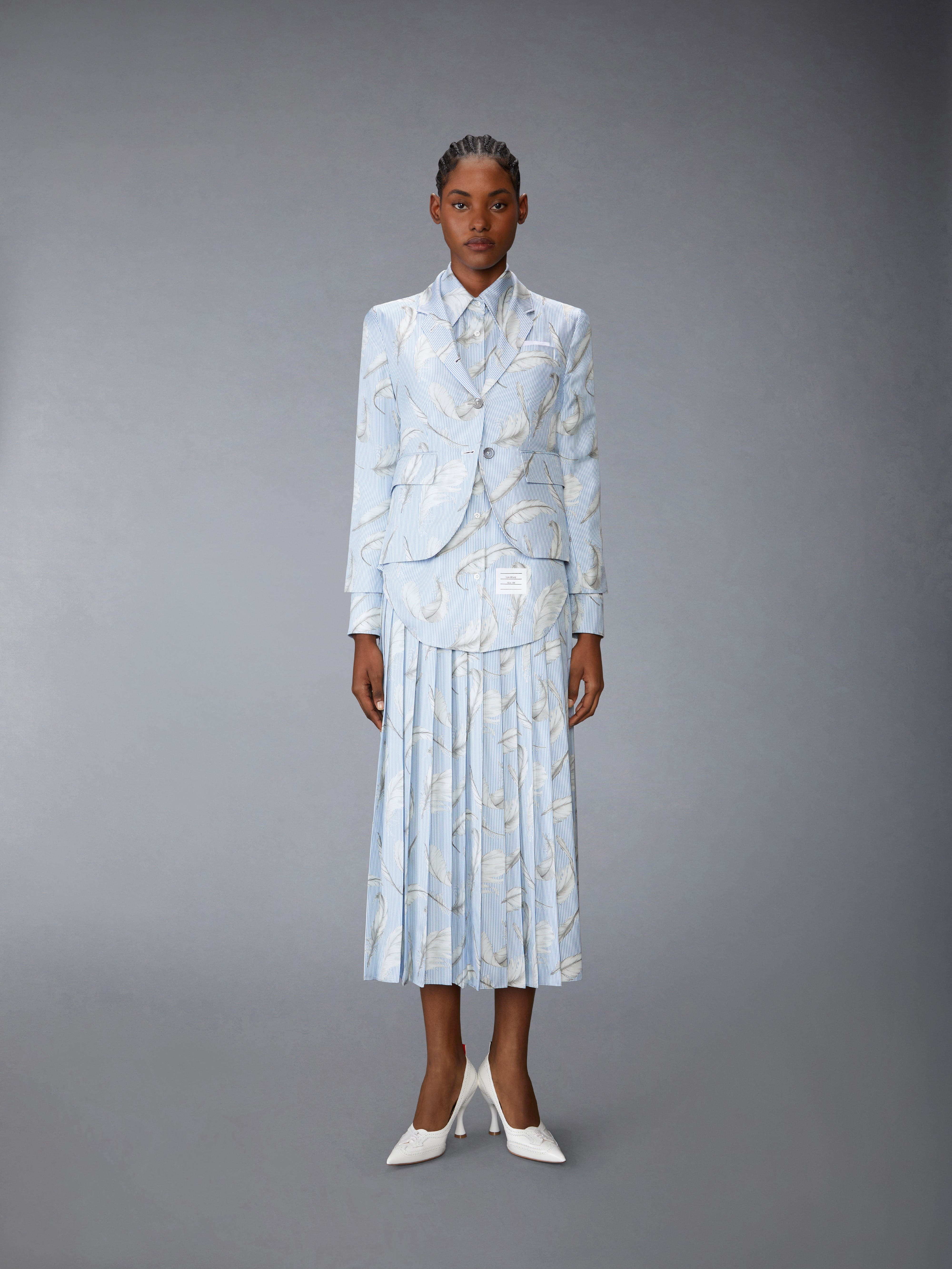 FEATHER PRINTED SILK TWILL EASY FIT SHIRT - 5