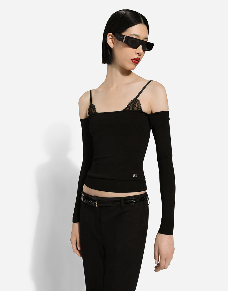 Strapless viscose sweater with muffs 4