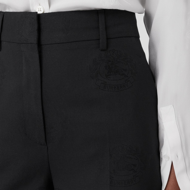 Burberry EKD Wool Cotton Jacquard Wide-leg Trousers outlook