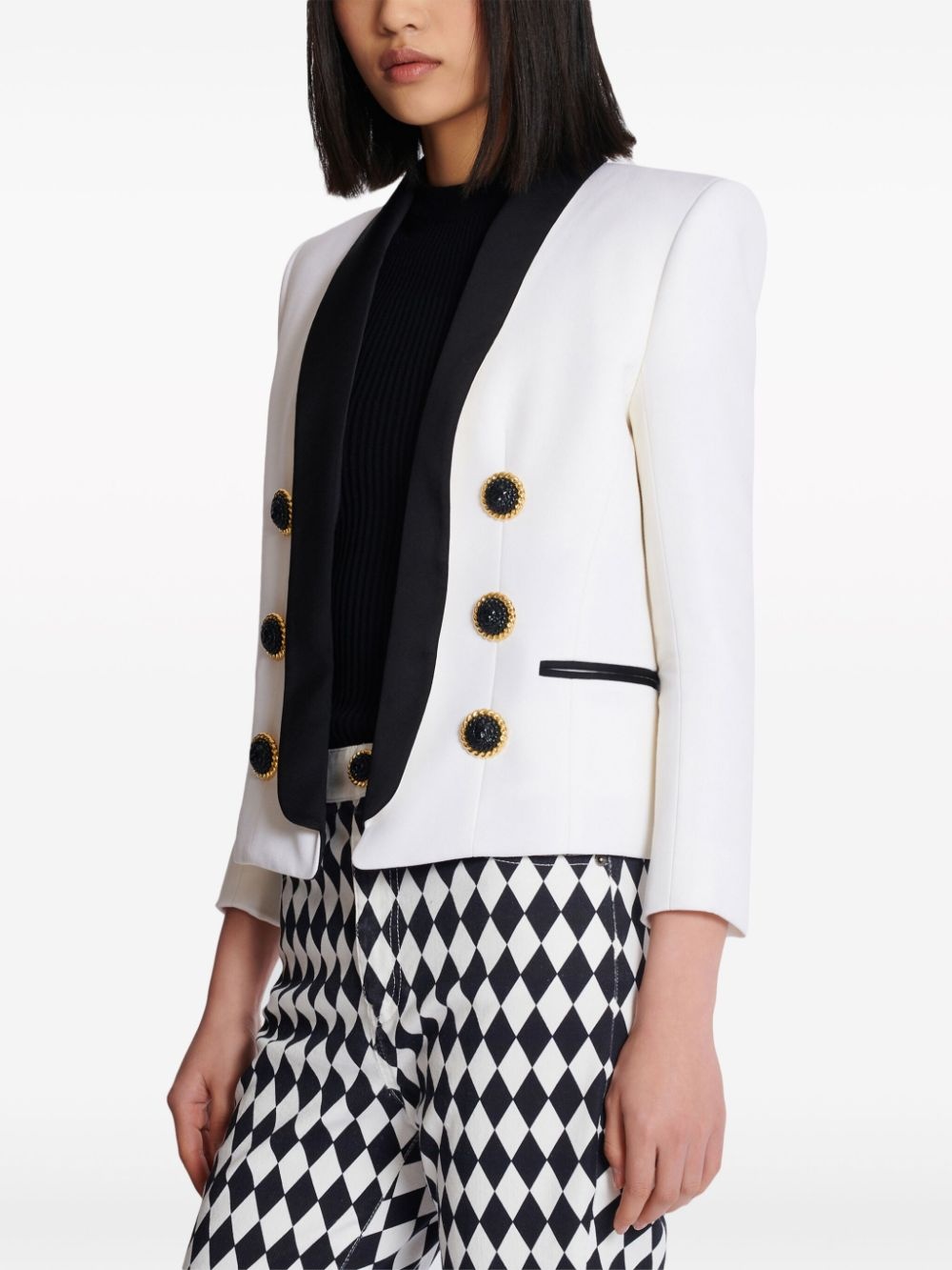 open-front wool blazer - 7