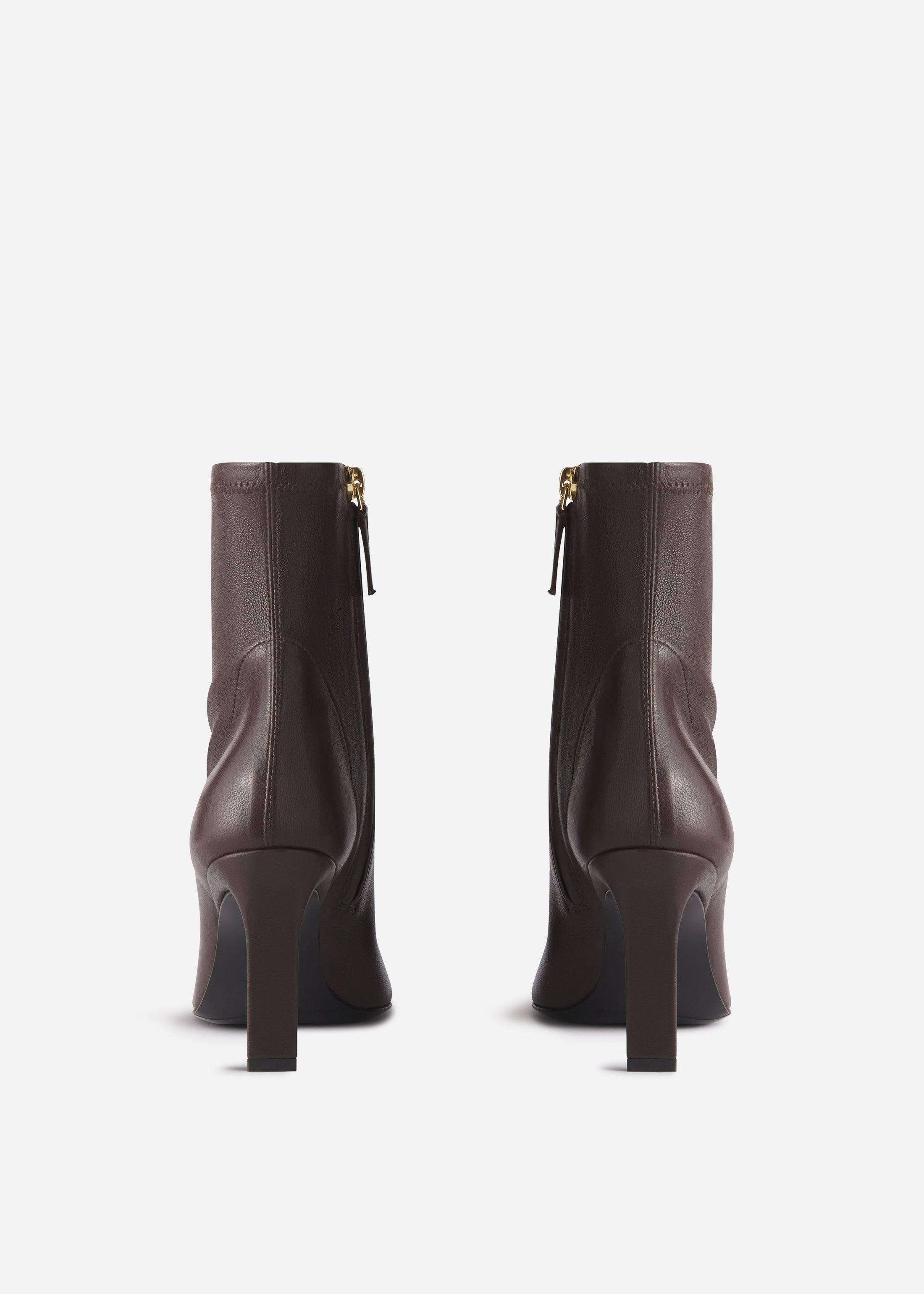 Heeled Leather Sock Bootie in Chocolate - 3