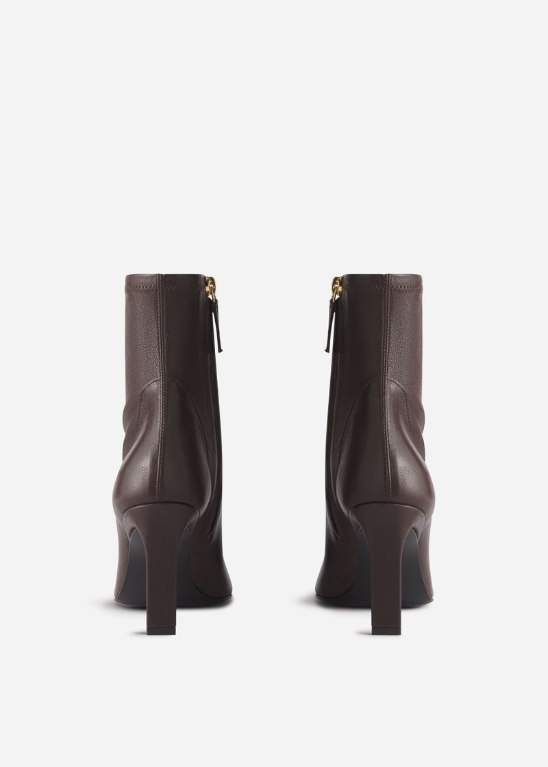 Heeled Leather Sock Bootie in Chocolate 3