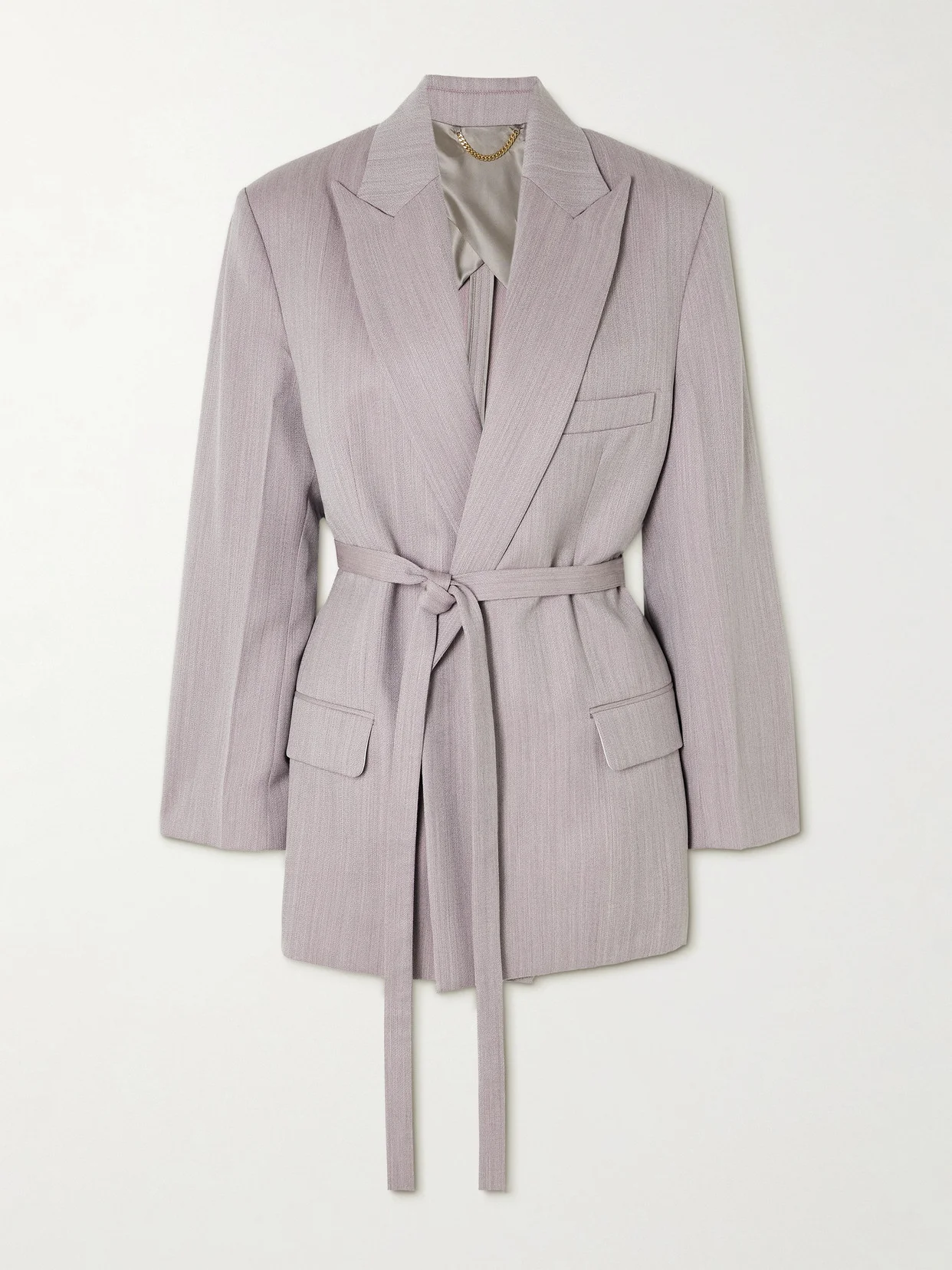 Belted Textured-wool Blazer - 1
