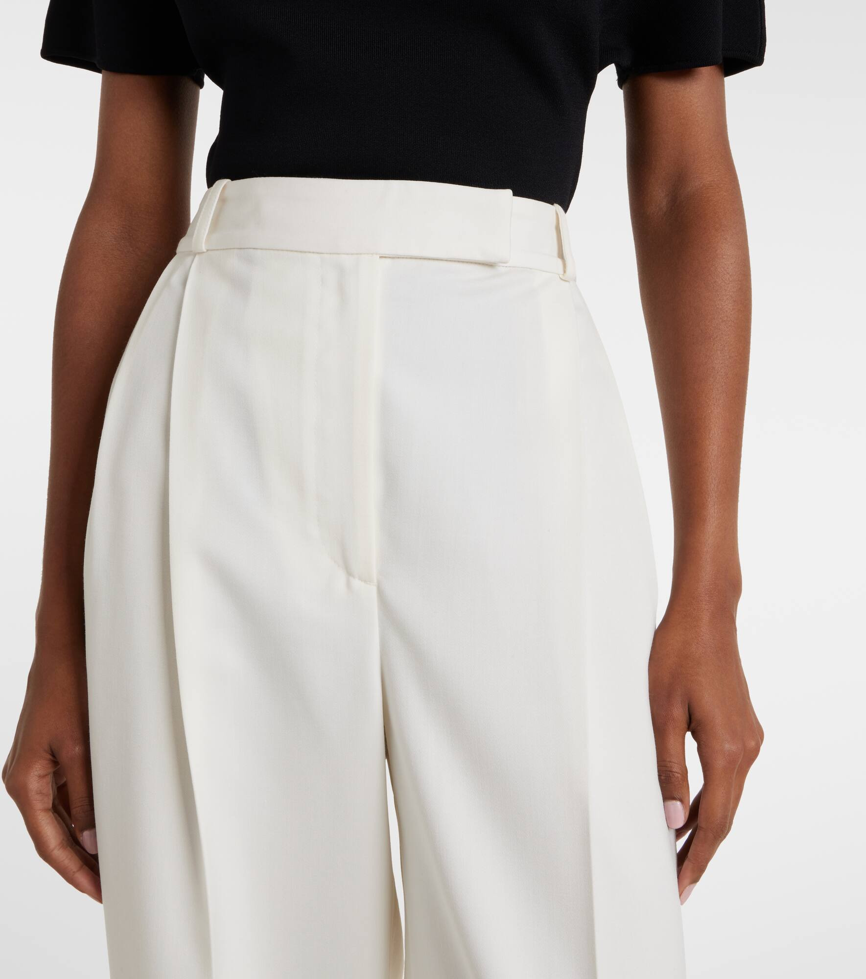 Wool-blend wide-leg pants - 4