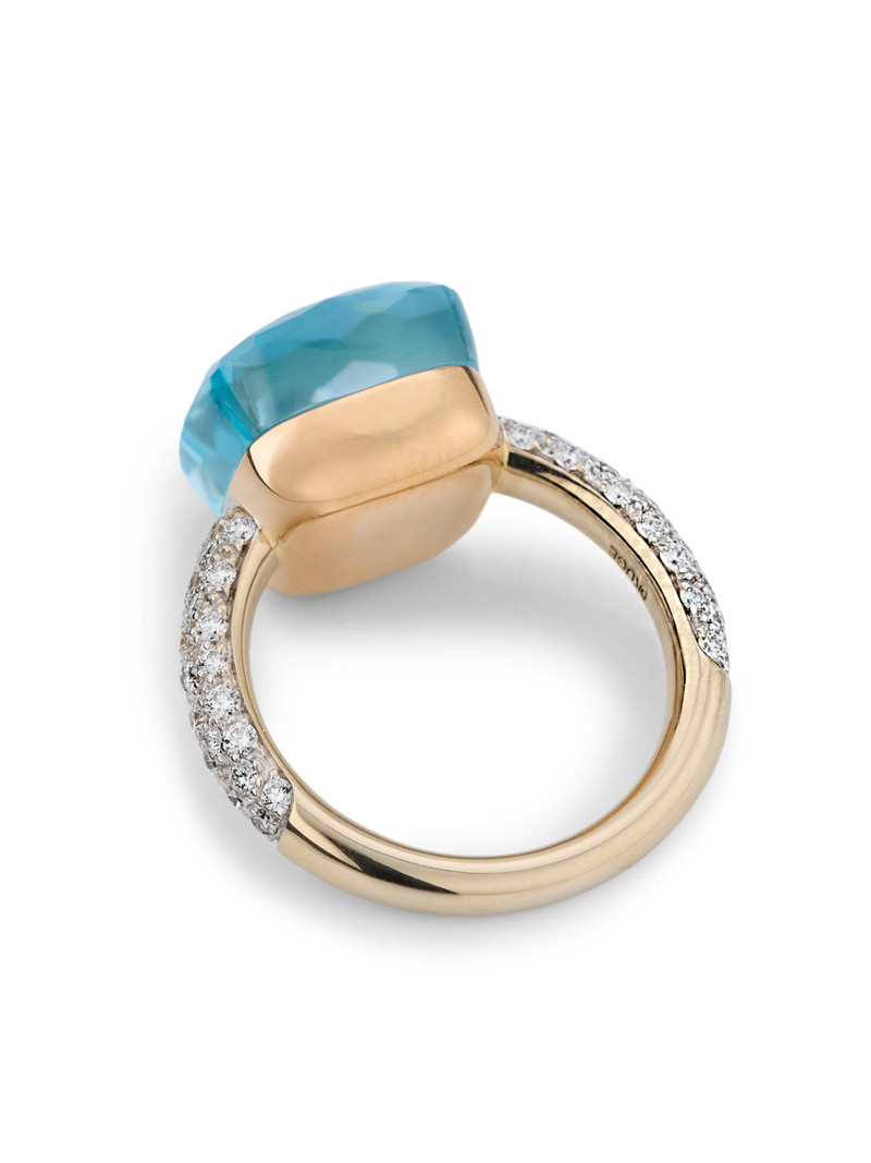 Women's Nudo Two-Tone 18K Gold, Sky Blue Topaz & 0.70 TCW Diamond Ring - Rose White Gold 3