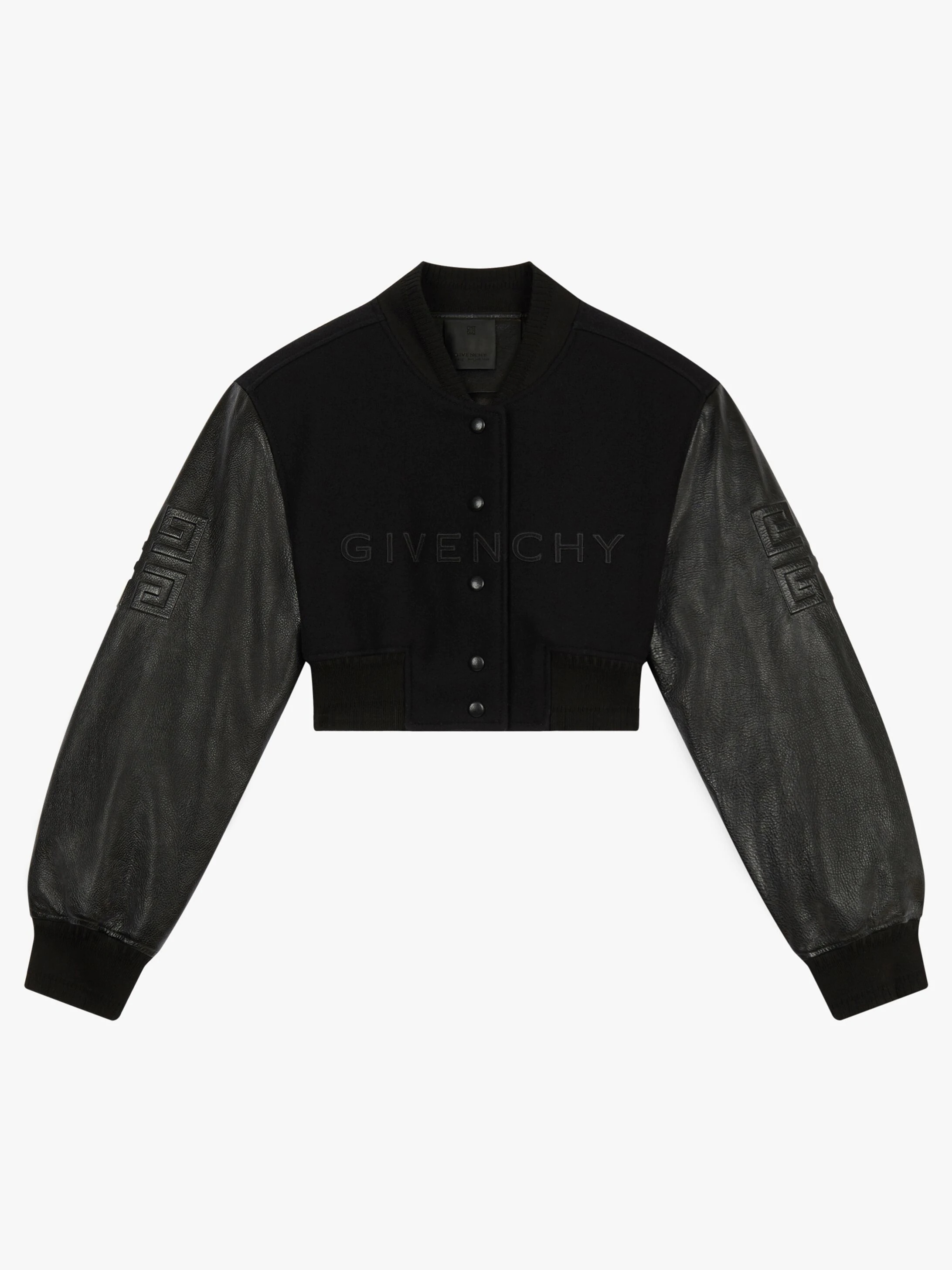 GIVENCHY 4G SHORT BOMBER IN WOOL AND LEATHER - 1