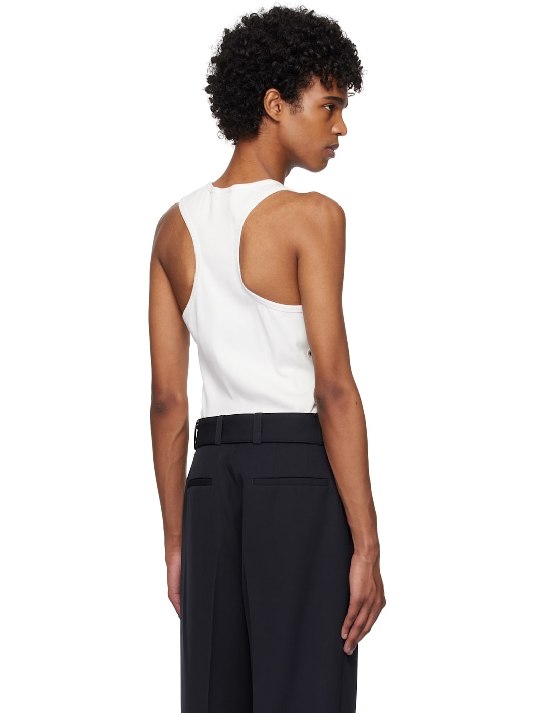 White 90's Rib Cut Out Tank Top - 3