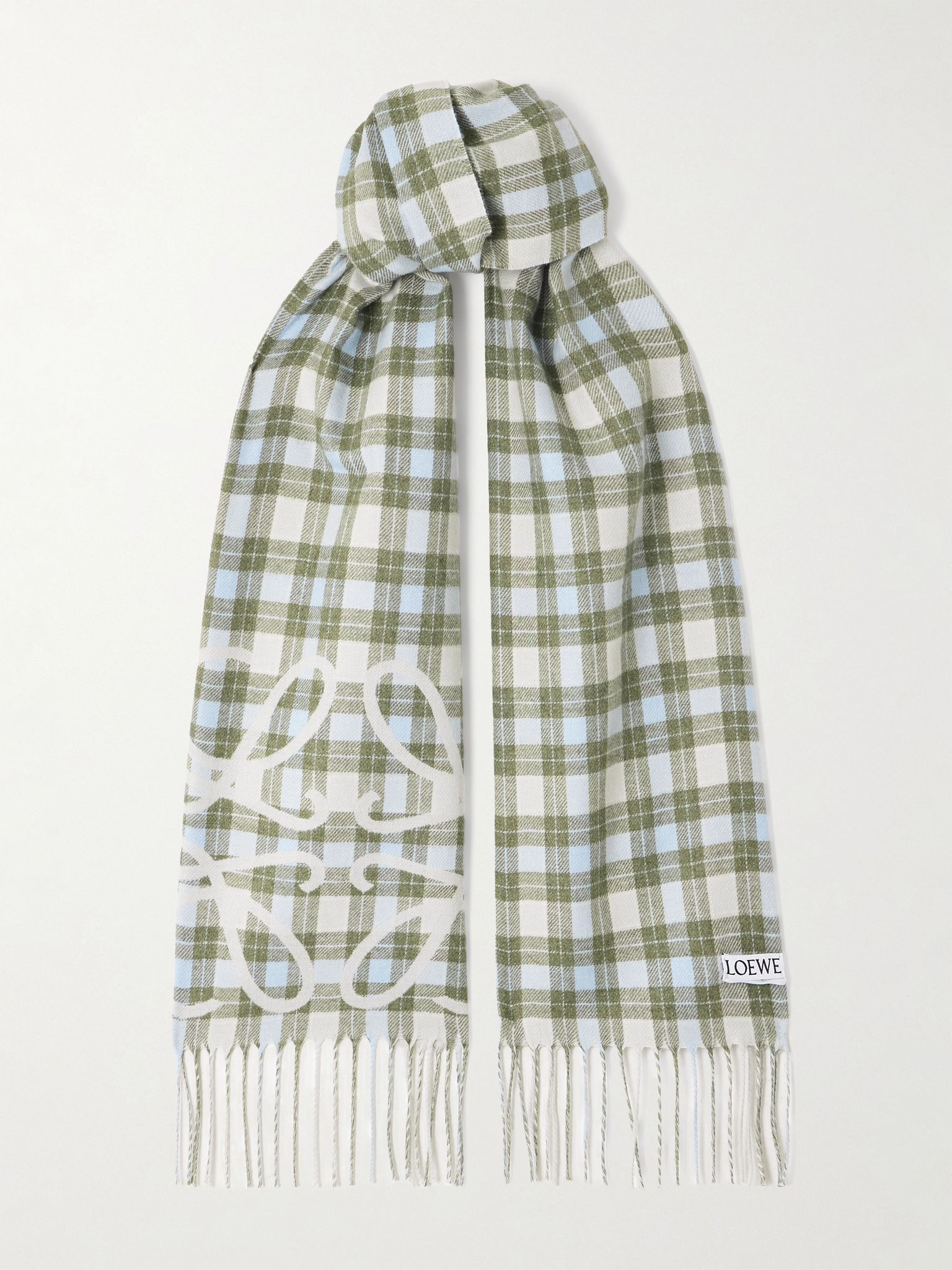 Reversible fringed checked silk and cashmere-blend scarf Multi - 1